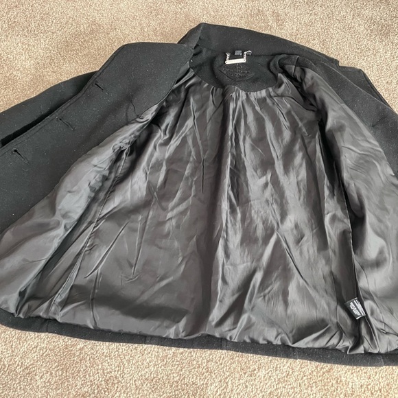 JOUJOU Black 3 Button Pea Coat With Pockets Girl’s Size Small - Picture 3 of 6